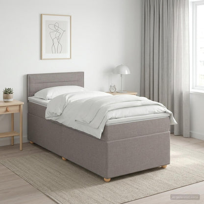 Boxspringbed met matras met hoofdeinde Taupe 100 x 200 cm Stof