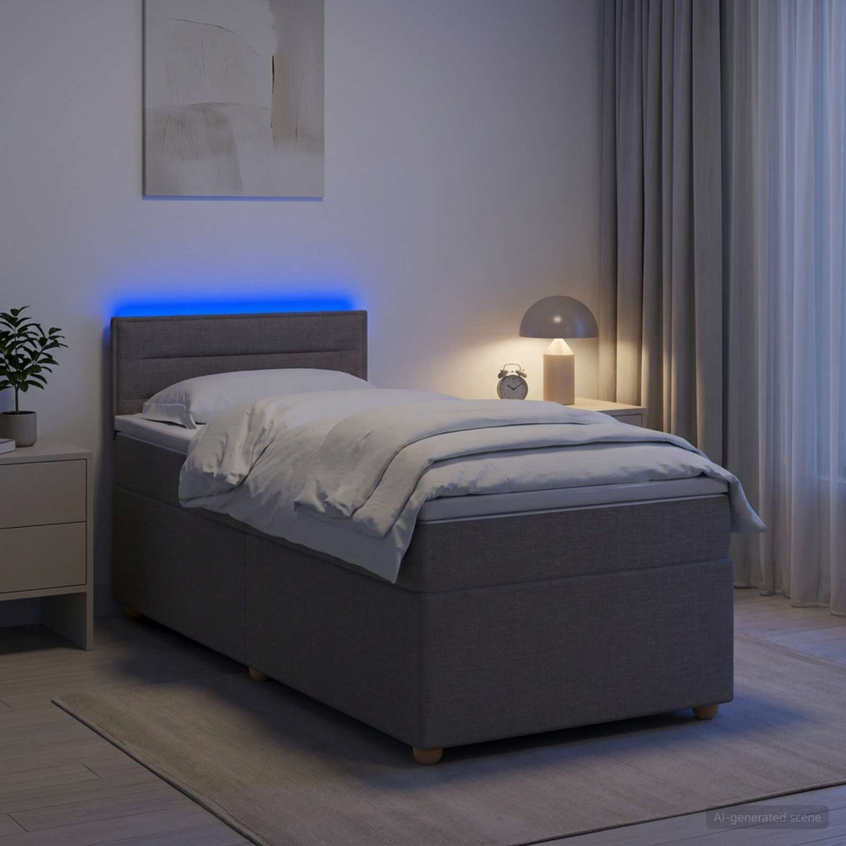 Boxspringbed met matras met hoofdeinde Taupe 100 x 200 cm Stof