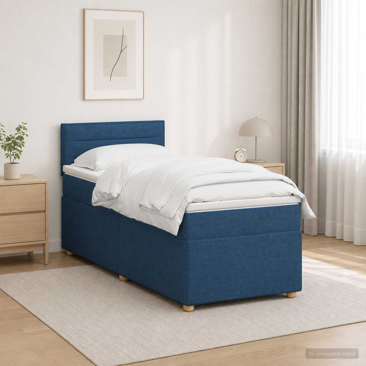 Boxspringbed met matras met hoofdeinde Blauw 90 x 190 cm Stof