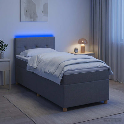 Boxspringbed met matras Lichtgrijs 100 x 200 cm Stof