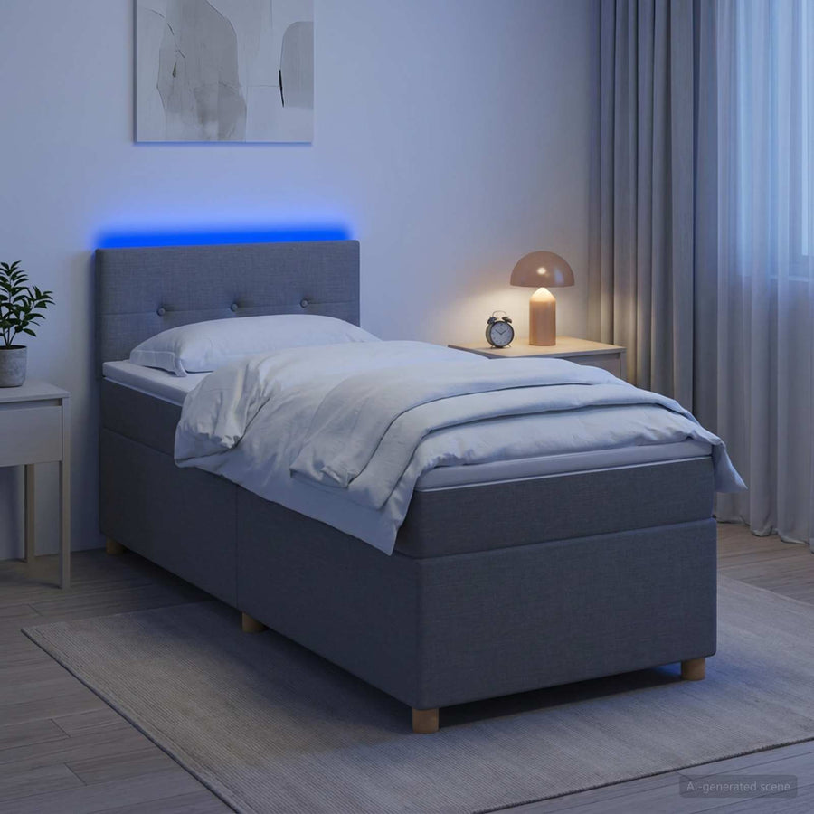 Boxspringbed met matras Lichtgrijs 100 x 200 cm Stof