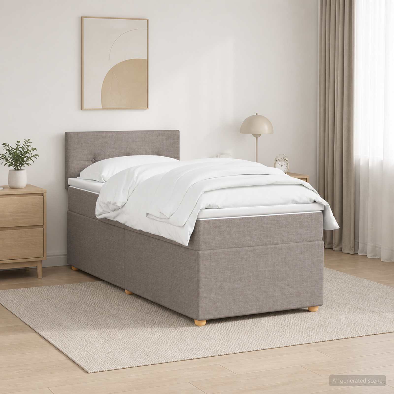 Boxspringbed met matras met hoofdeinde Taupe 80 x 200 cm Stof