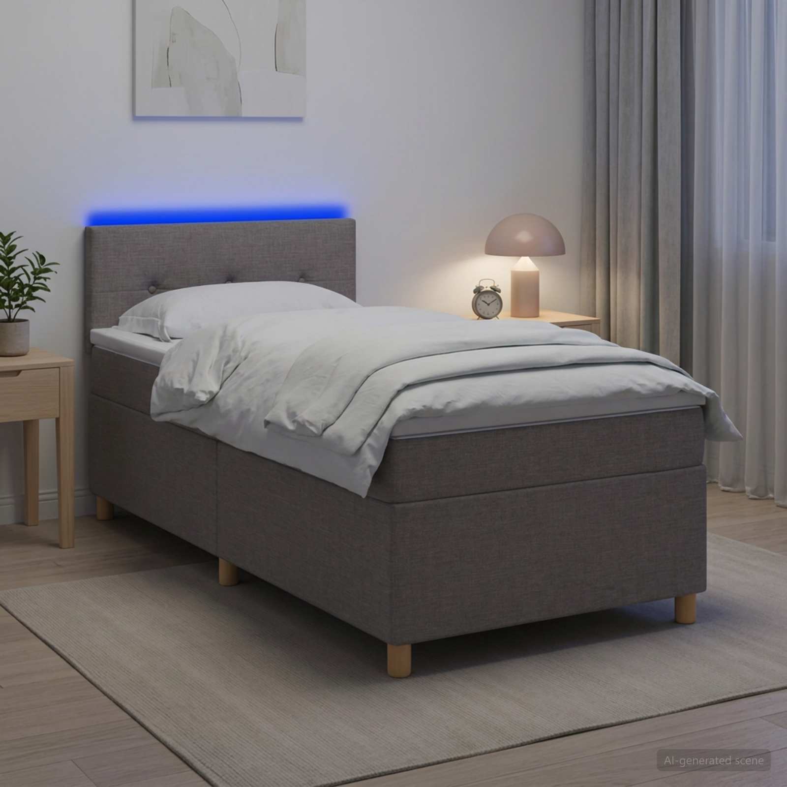 Boxspringbed met matras met hoofdeinde Taupe 80 x 200 cm Stof
