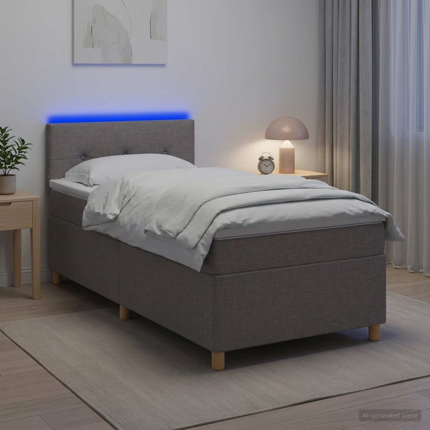 Boxspringbed met matras met hoofdeinde Taupe 90 x 190 cm Stof