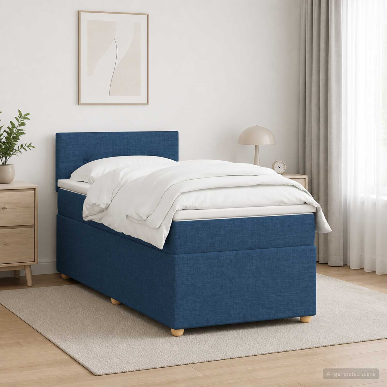 Boxspringbed met matras met hoofdeinde Blauw 80 x 200 cm Stof