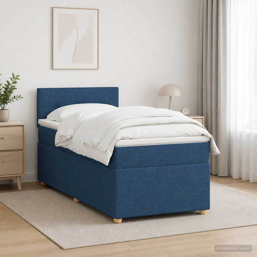 Boxspringbed met matras met hoofdeinde Blauw 80 x 200 cm Stof