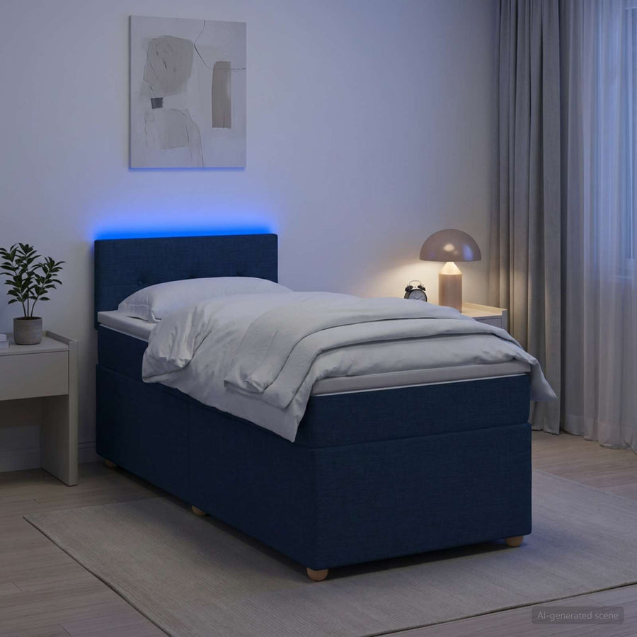 Boxspringbed met matras met hoofdeinde Blauw 80 x 200 cm Stof