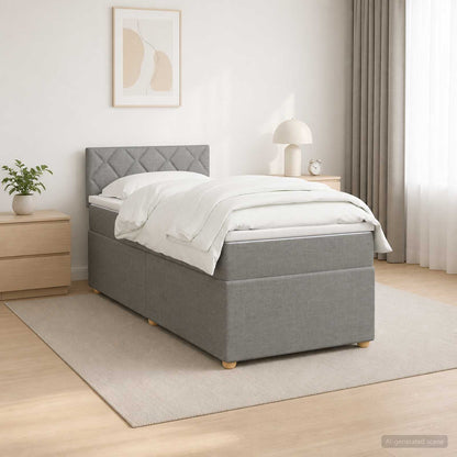 Boxspringbed met matras Lichtgrijs 100 x 200 cm Stof