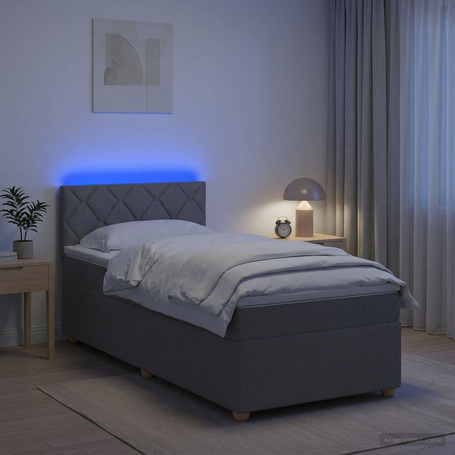 Boxspringbed met matras Lichtgrijs 100 x 200 cm Stof