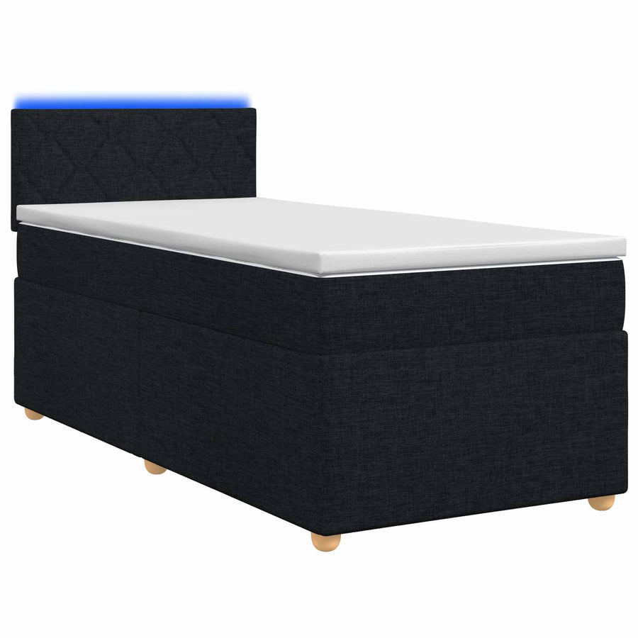 Boxspringbed met matras met hoofdeinde Zwart 80 x 200 cm Stof
