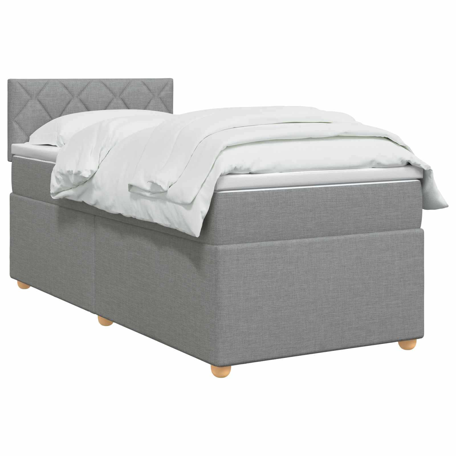 Boxspringbed met matras Lichtgrijs 90 x 190 cm Stof