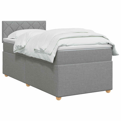Boxspringbed met matras Lichtgrijs 90 x 190 cm Stof