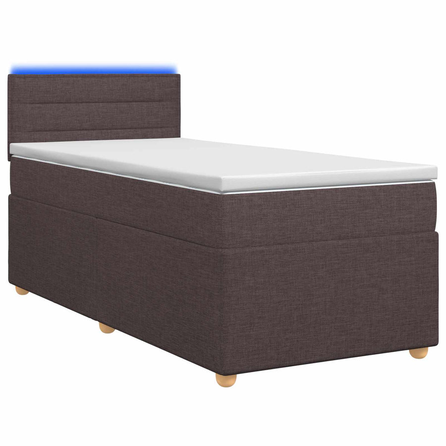 Boxspringbed met matras Donkerbruin 90 x 200 cm Stof
