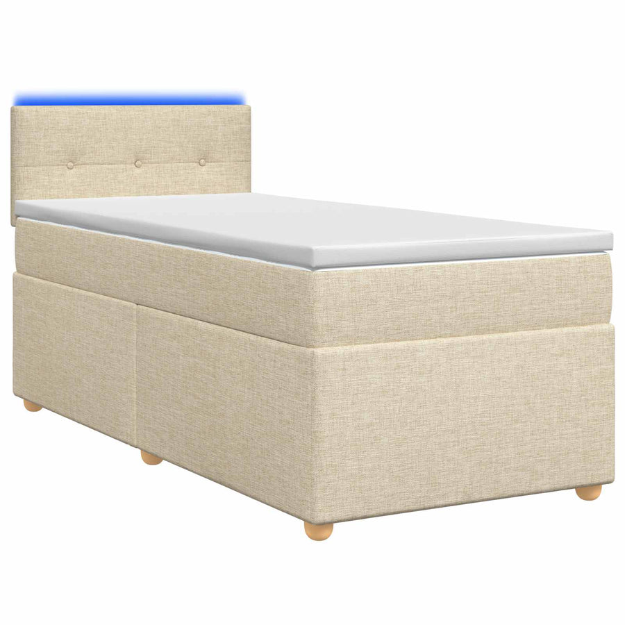 Boxspringbed met matras Crèmekleurig 90 x 200 cm Stof