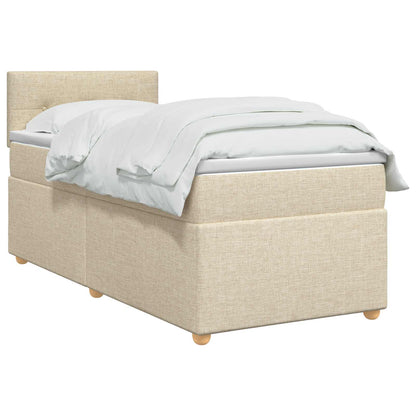 Boxspringbed met matras Crèmekleurig 90 x 200 cm Stof