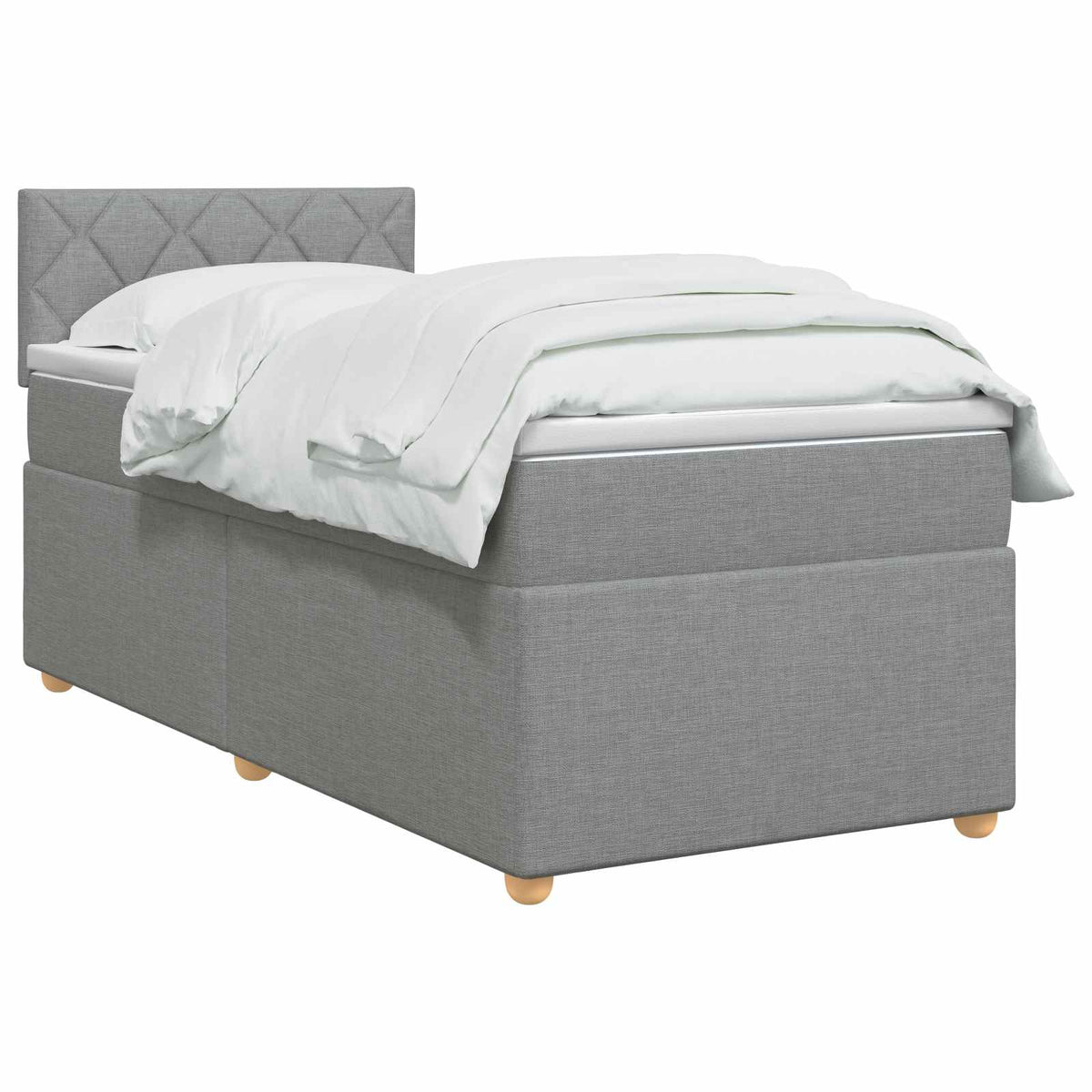 Boxspringbed met matras Lichtgrijs 90 x 200 cm Stof