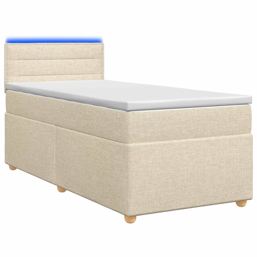 Boxspringbed met matras Crèmekleurig 100 x 200 cm Stof
