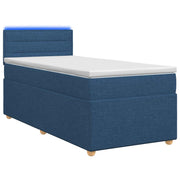 Boxspringbed 100x200 cm blauw stof met matras hoofdeinde