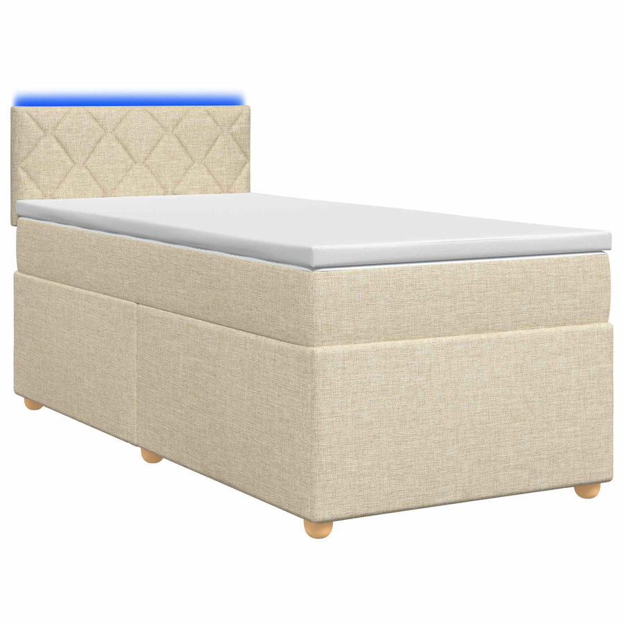 Boxspringbed met matras Crèmekleurig 100 x 200 cm Stof