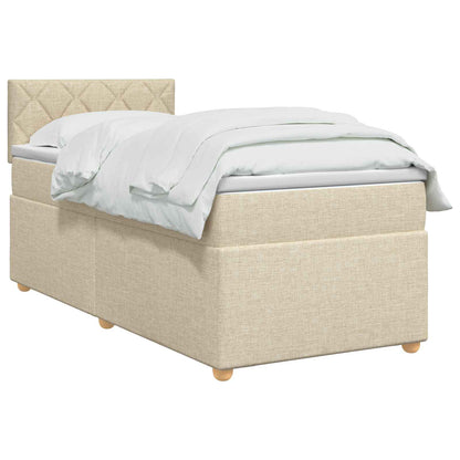 Boxspringbed met matras Crèmekleurig 100 x 200 cm Stof