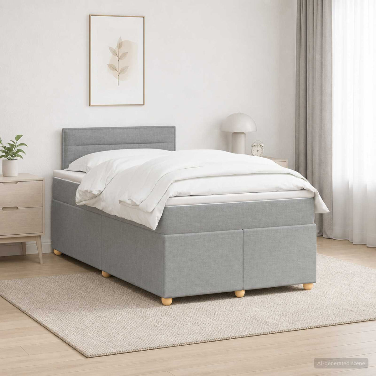 Boxspringbed met matras Lichtgrijs 120 x 190 cm Stof