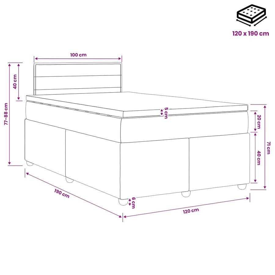 Boxspringbed met matras Crèmekleurig 120 x 190 cm Stof