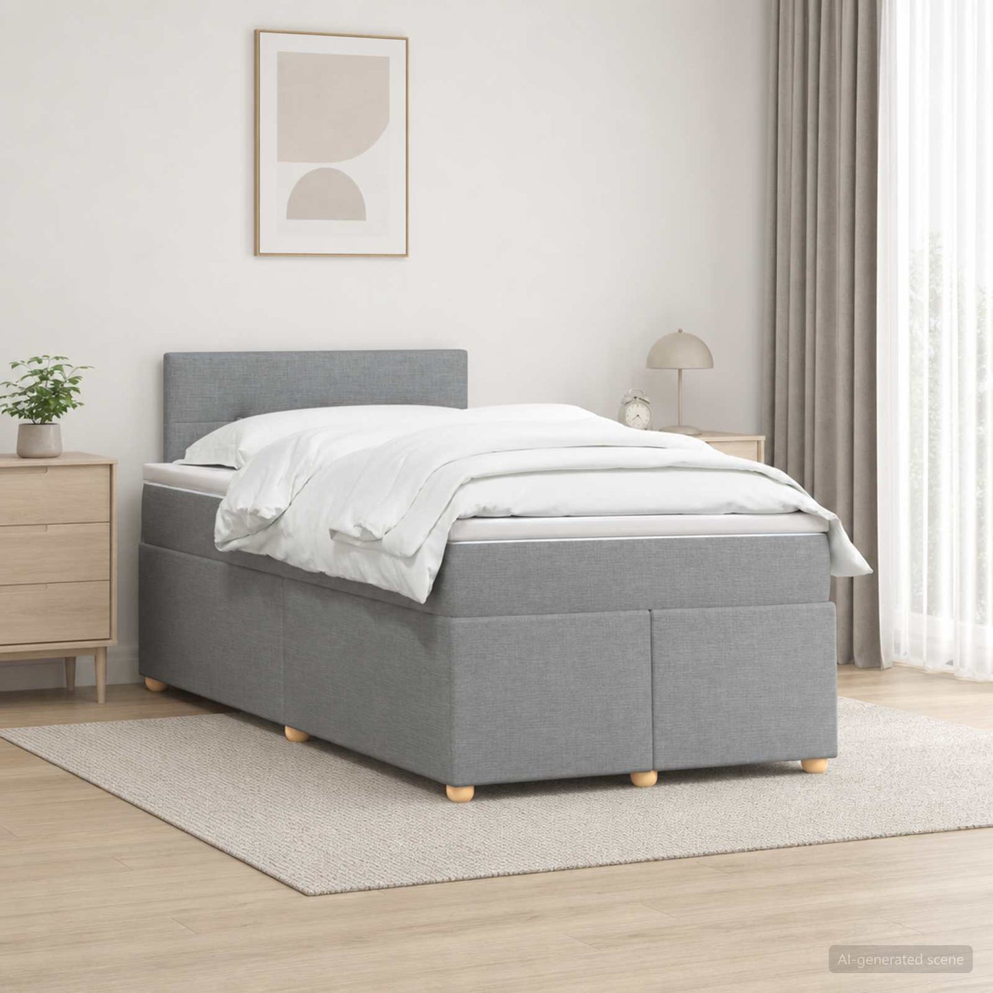 Boxspringbed met matras Lichtgrijs 120 x 200 cm Stof