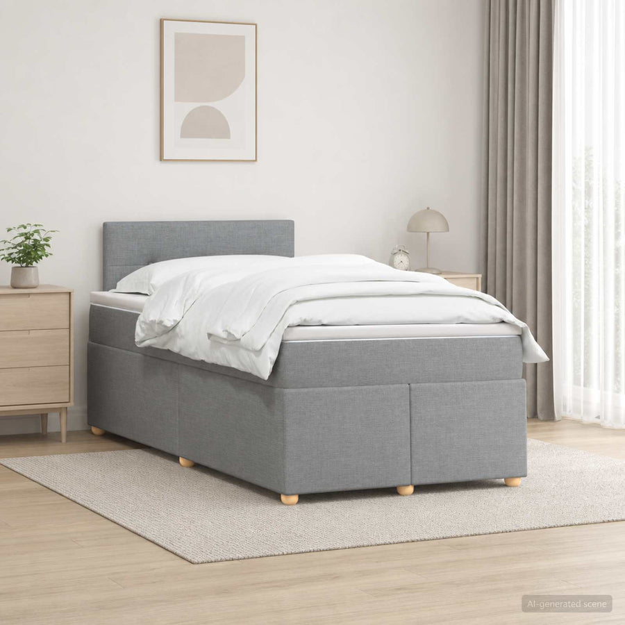 Boxspringbed met matras Lichtgrijs 120 x 200 cm Stof