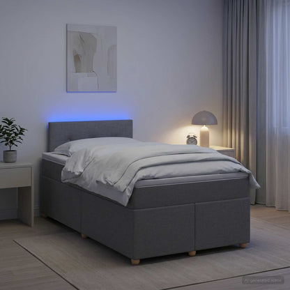 Boxspringbed met matras Lichtgrijs 120 x 200 cm Stof