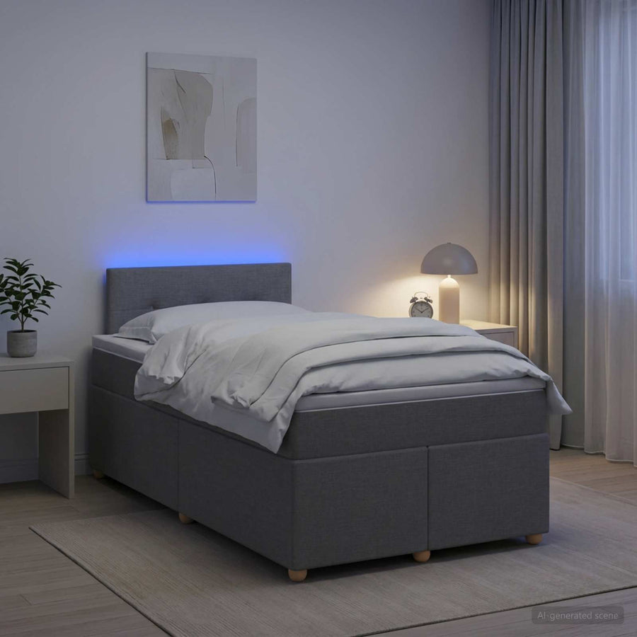 Boxspringbed met matras Lichtgrijs 120 x 200 cm Stof