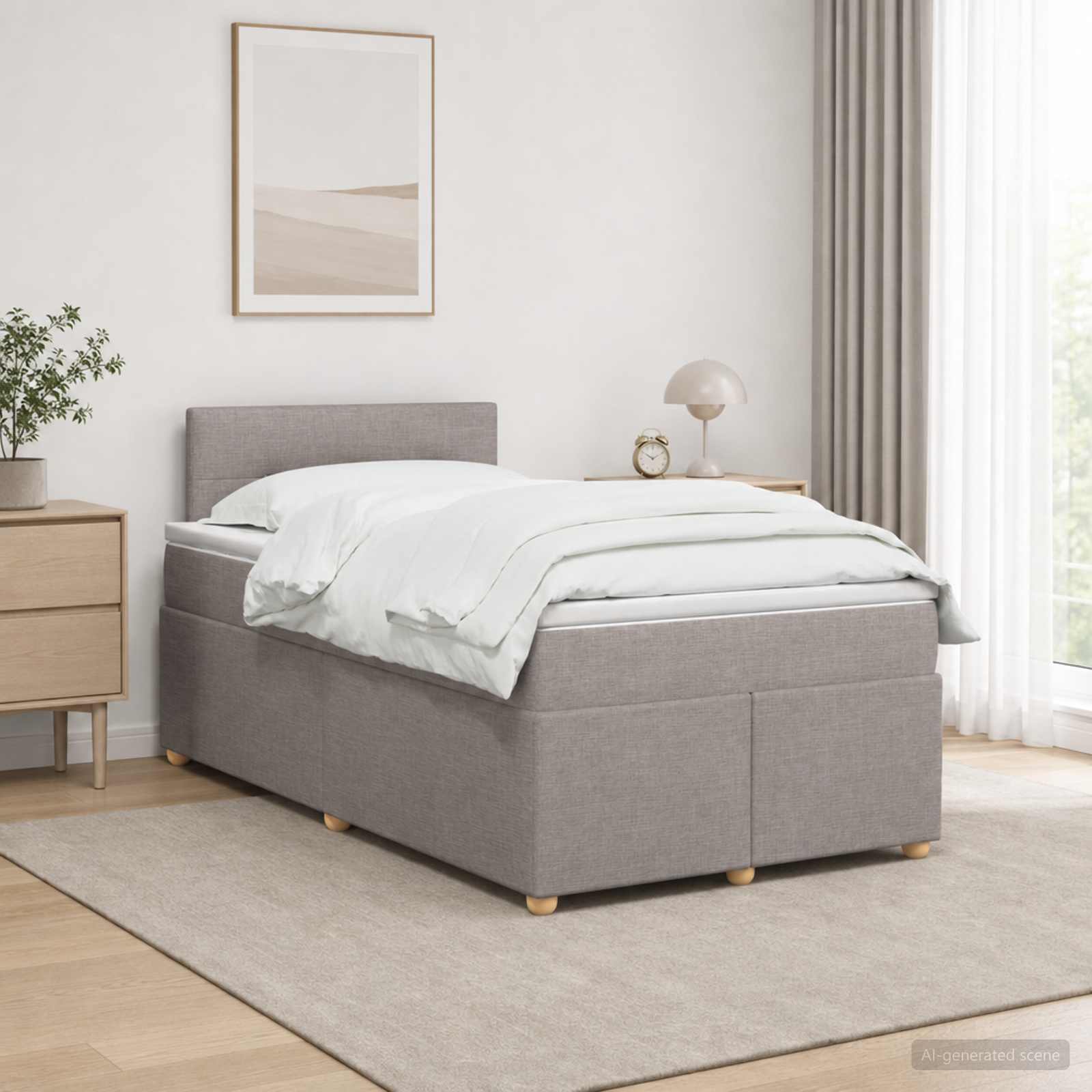 Boxspringbed met matras met hoofdeinde Taupe 120 x 190 cm Stof