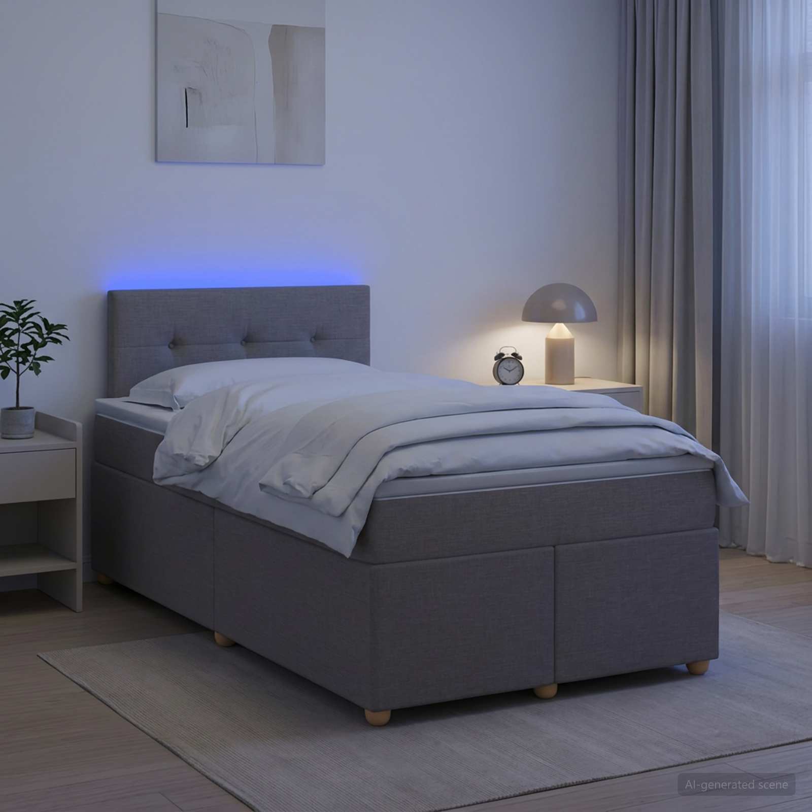 Boxspringbed met matras met hoofdeinde Taupe 120 x 190 cm Stof