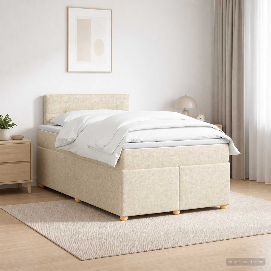 Boxspringbed met matras Crèmekleurig 120 x 200 cm Stof