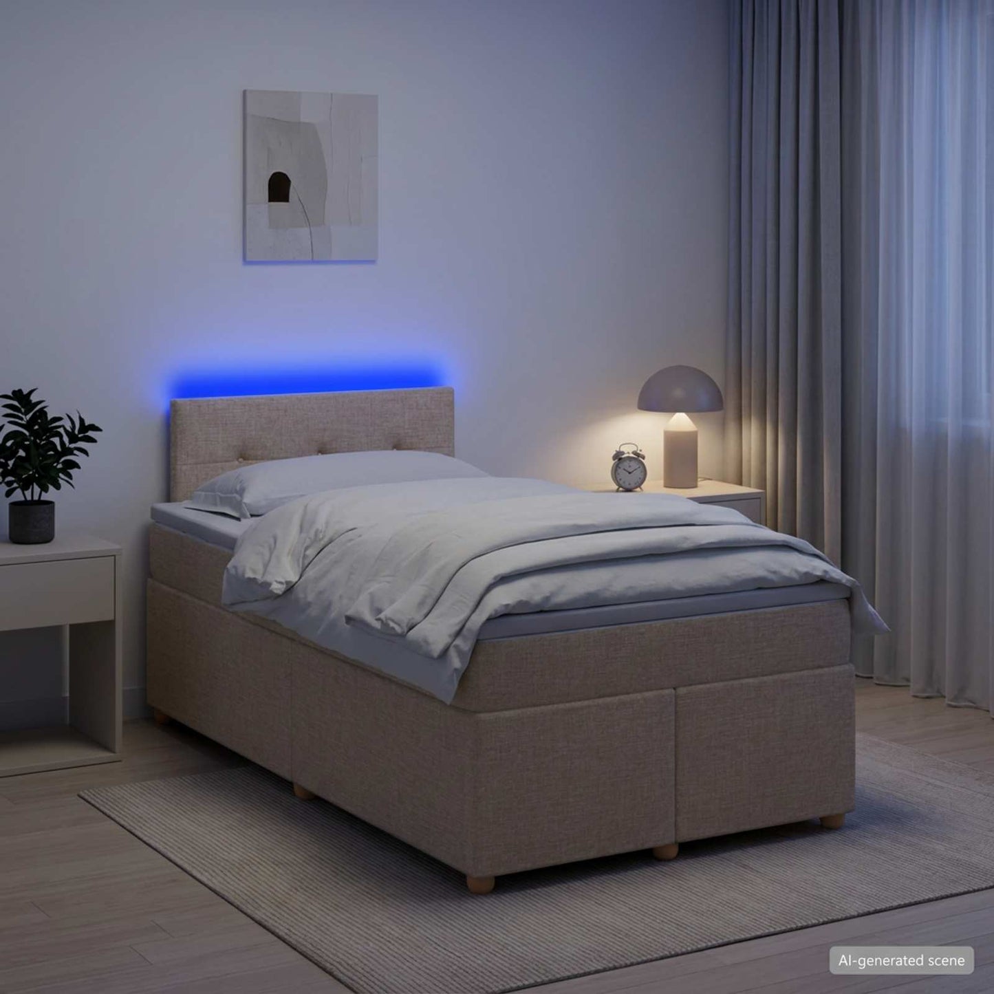 Boxspringbed met matras Crèmekleurig 120 x 200 cm Stof