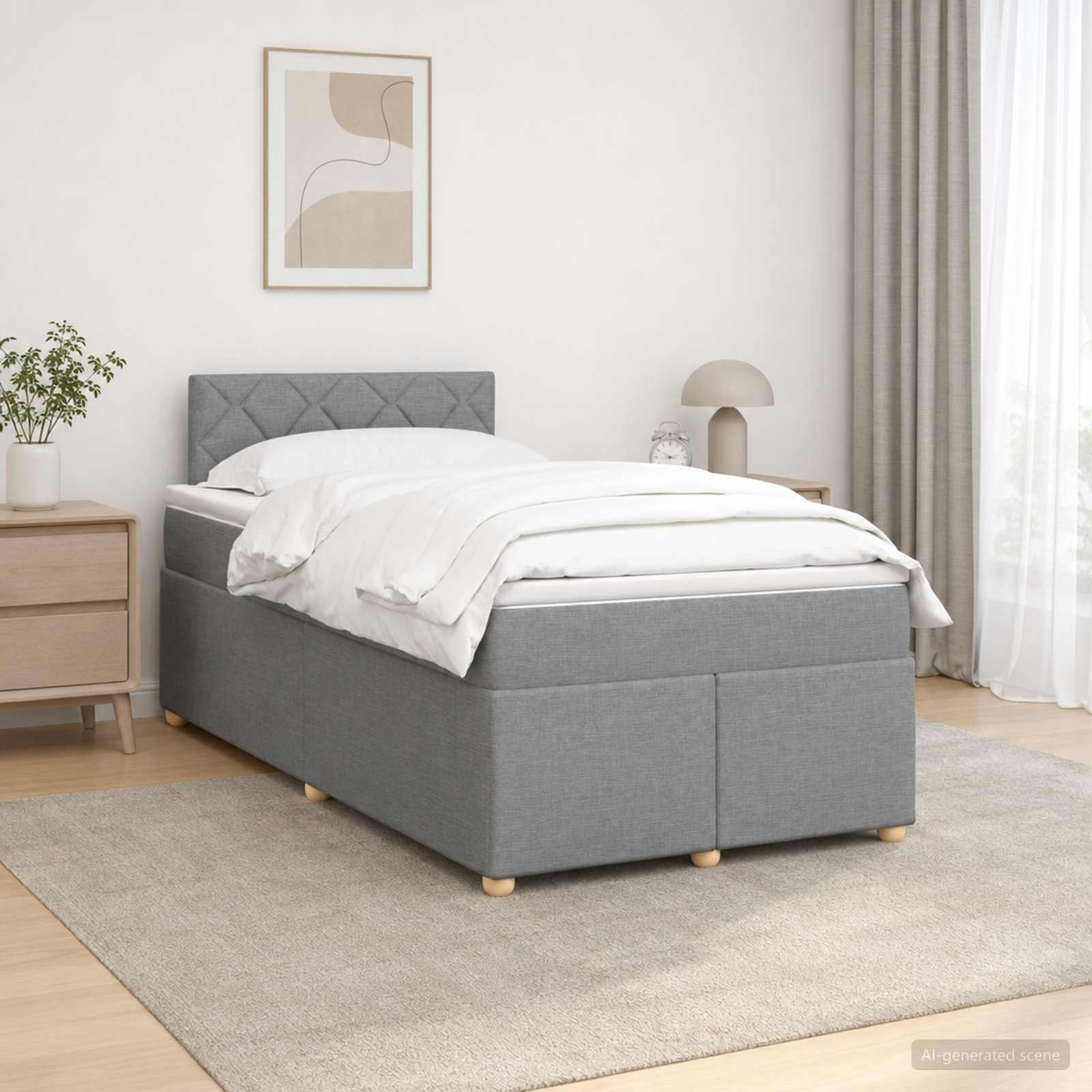 Boxspringbed met matras Lichtgrijs 120 x 200 cm Stof