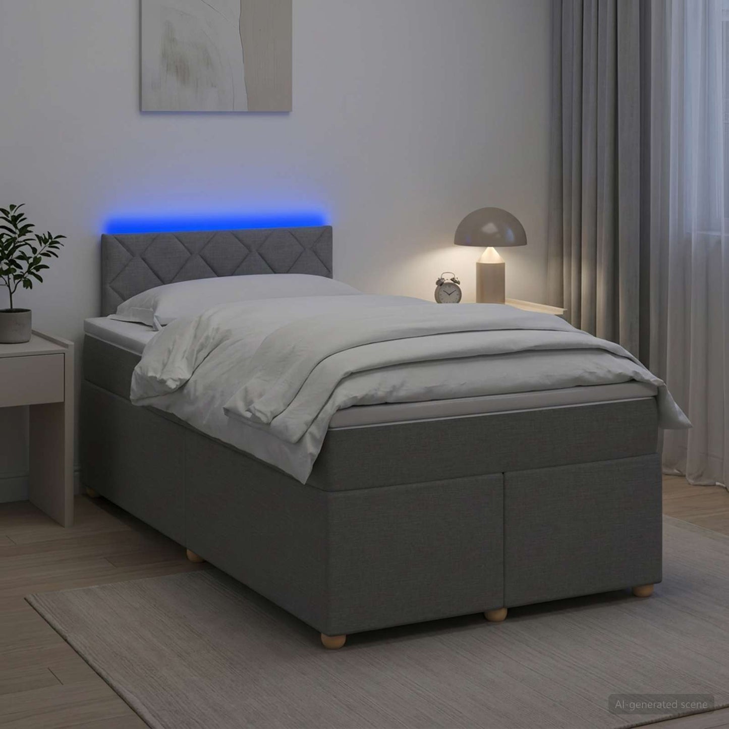 Boxspringbed met matras Lichtgrijs 120 x 200 cm Stof