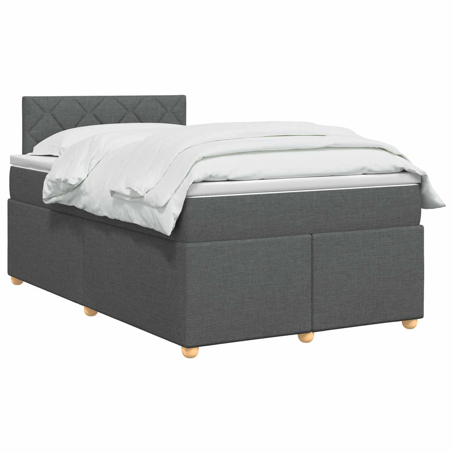 Boxspringbed met matras Donkergrijs 120 x 190 cm Stof