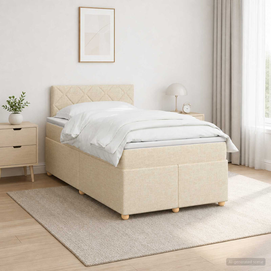 Boxspringbed met matras Crèmekleurig 120 x 190 cm Stof
