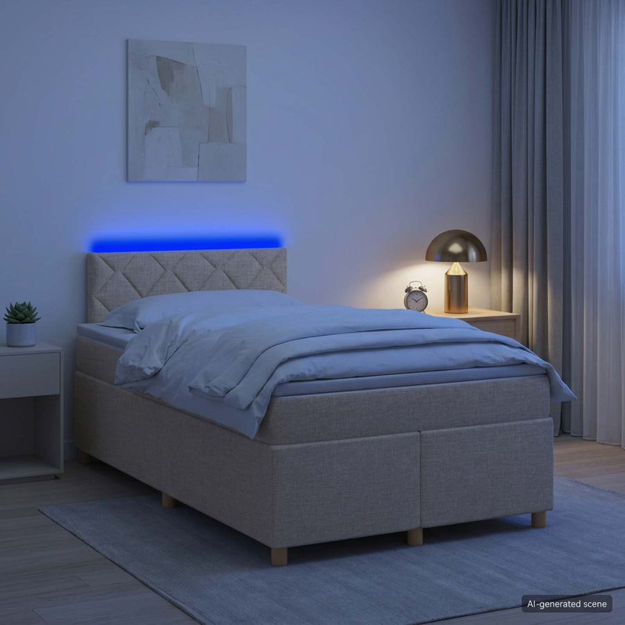 Boxspringbed met matras Crèmekleurig 120 x 190 cm Stof