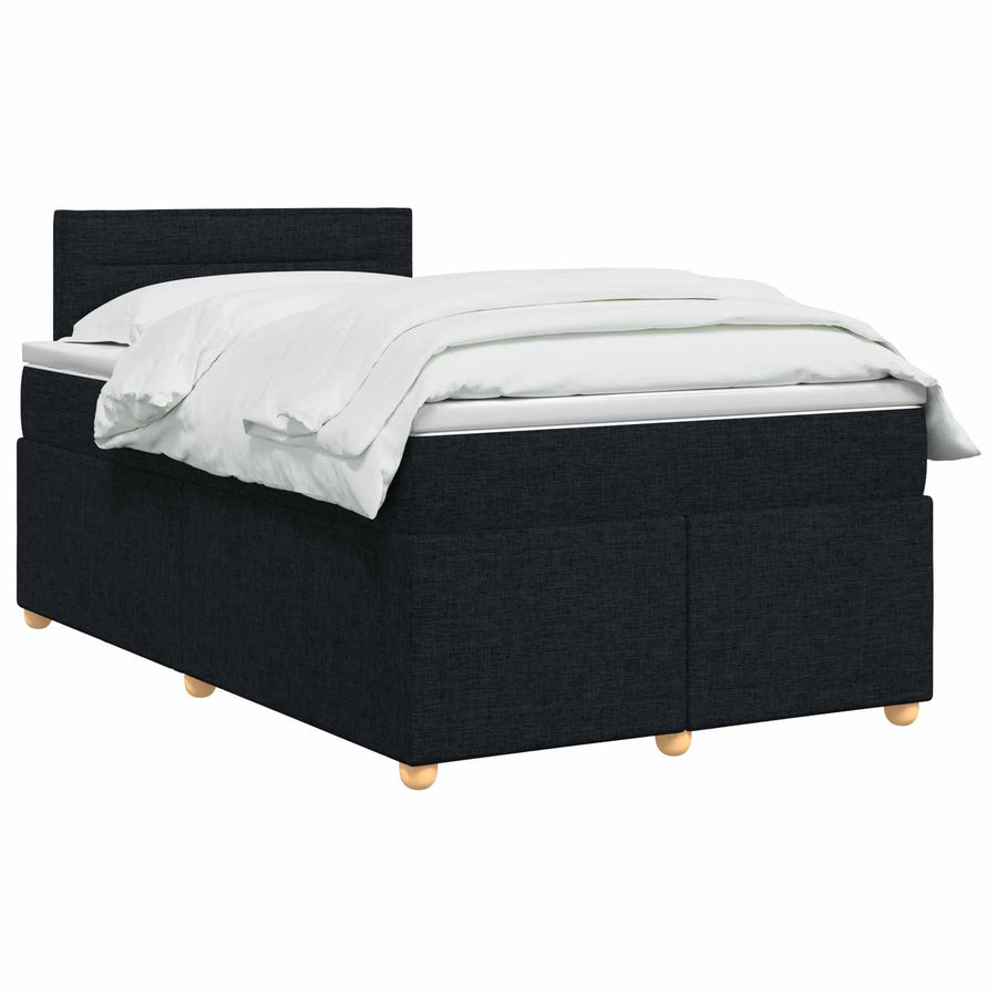 Boxspringbed met matras met hoofdeinde Zwart 120 x 200 cm Stof