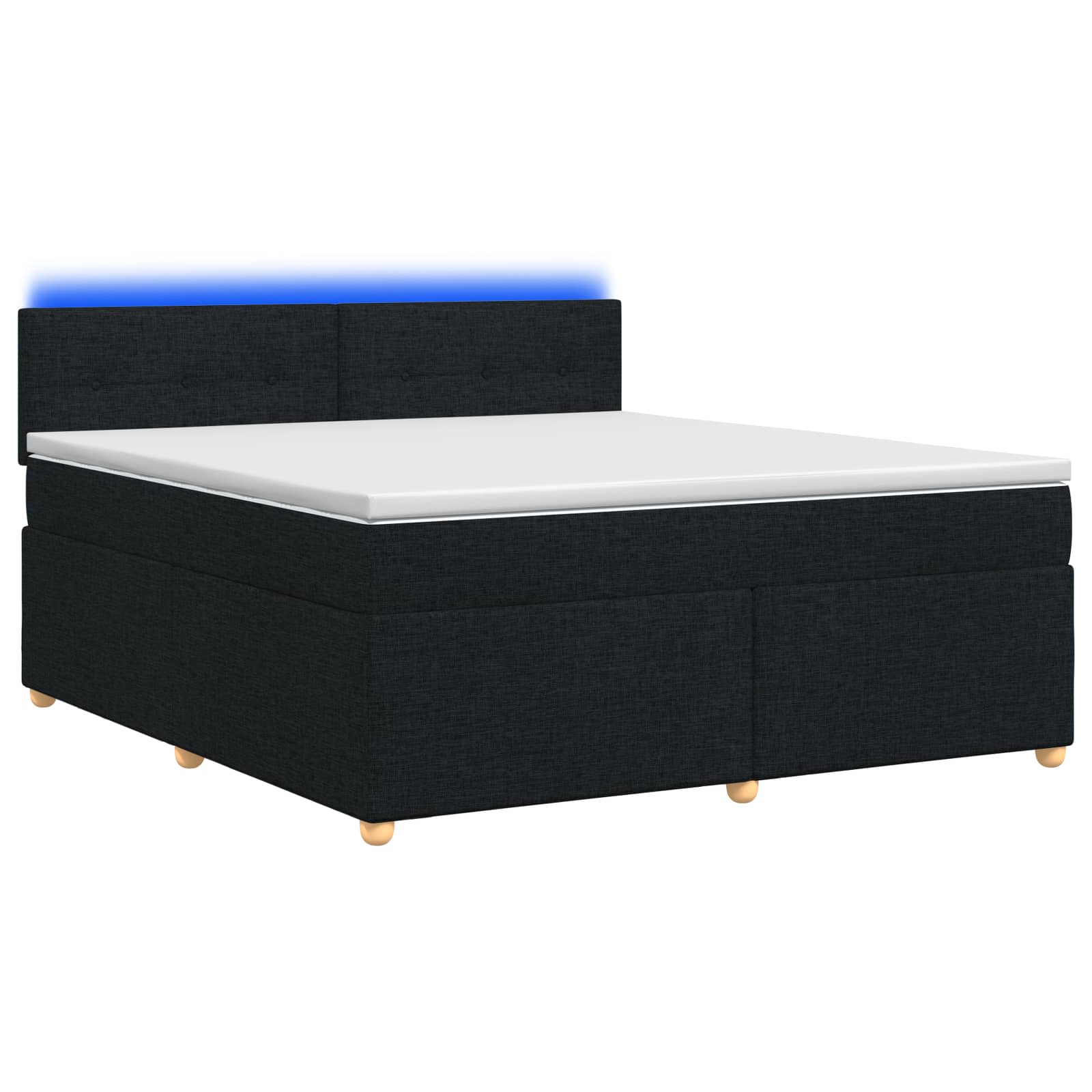 Boxspringbed met matras met hoofdeinde Zwart 140 x 190 cm Stof