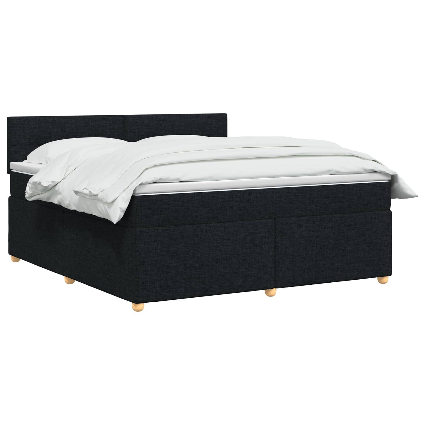 Boxspringbed met matras met hoofdeinde Zwart 140 x 190 cm Stof