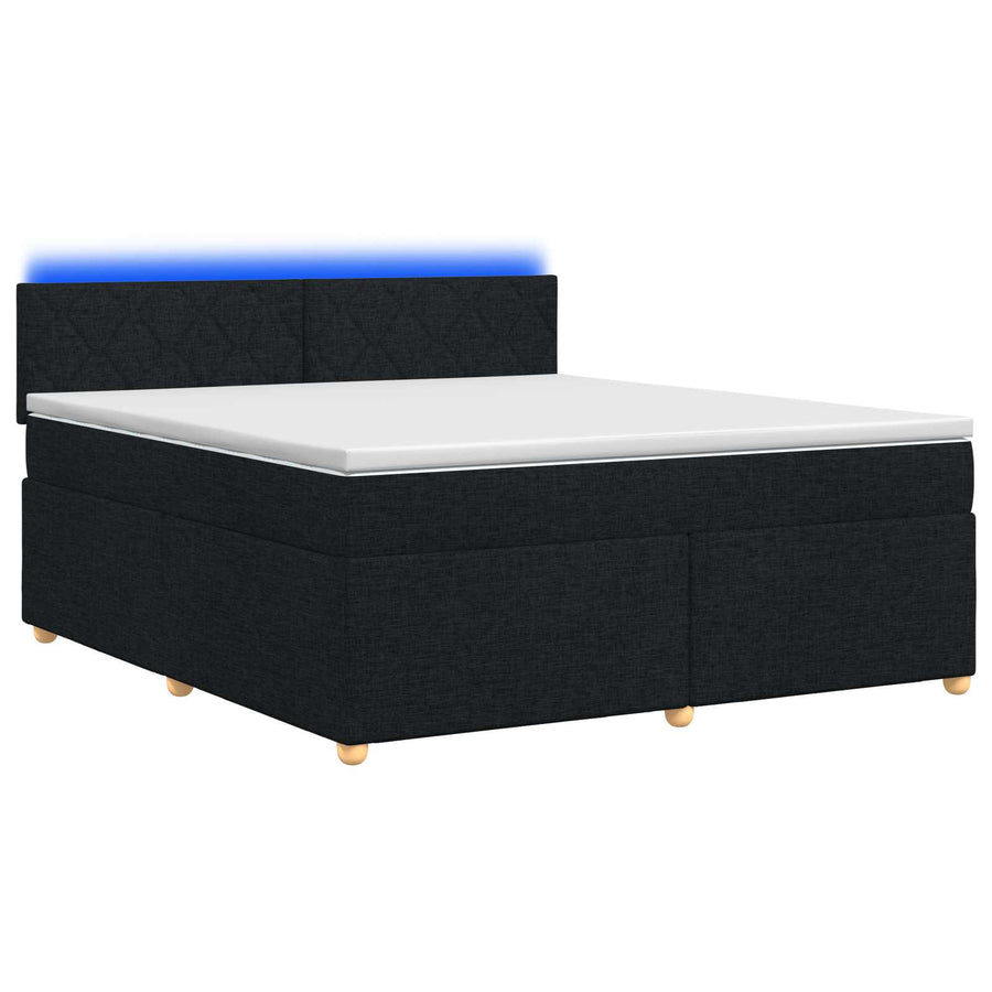 Boxspringbed met matras met hoofdeinde Zwart 140 x 190 cm Stof