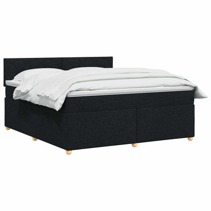 Boxspringbed met matras met hoofdeinde Zwart 140 x 190 cm Stof