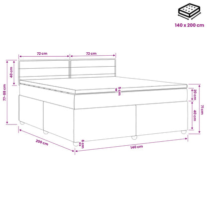 Boxspringbed met matras met hoofdeinde Taupe 140 x 200 cm Stof