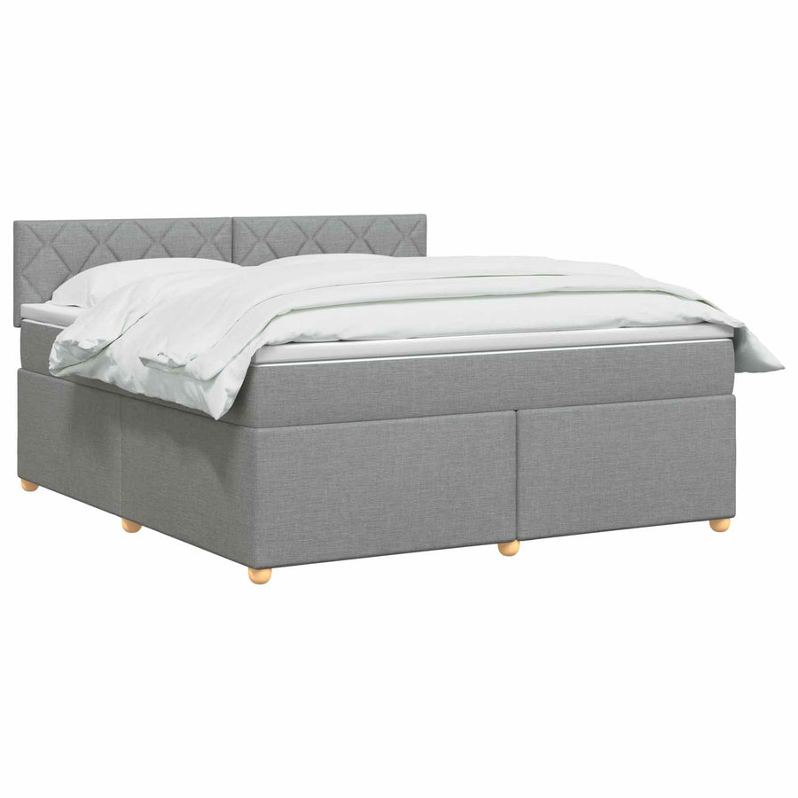 Boxspringbed met matras Lichtgrijs 160 x 200 cm Stof