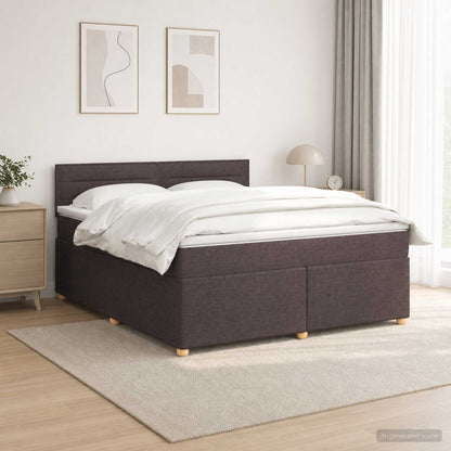 Boxspringbed met matras Donkerbruin 160 x 200 cm Stof