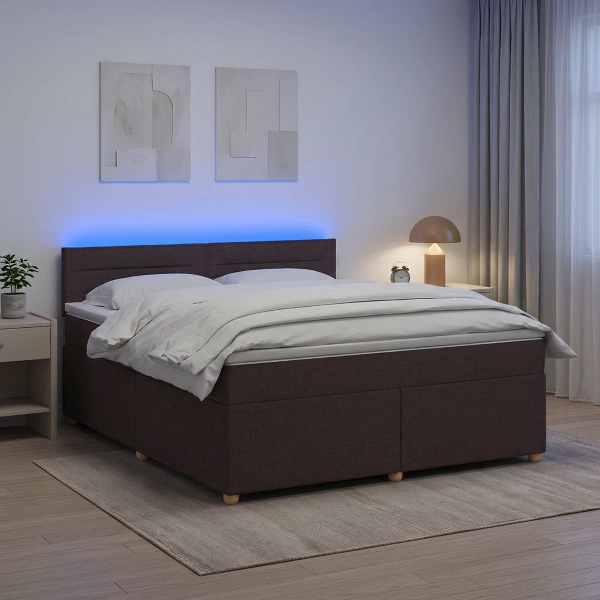 Boxspringbed met matras Donkerbruin 160 x 200 cm Stof