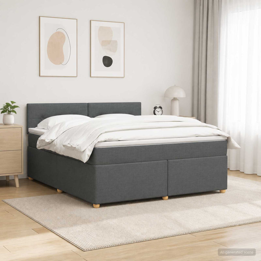 Boxspringbed met matras Donkergrijs 180 x 200 cm Stof