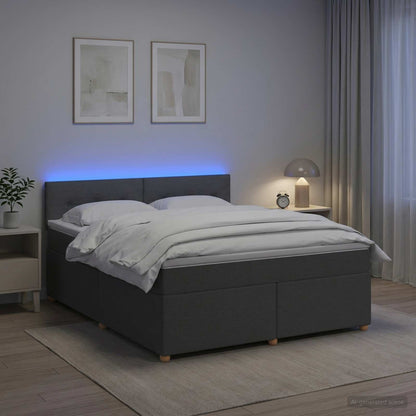 Boxspringbed met matras Donkergrijs 180 x 200 cm Stof